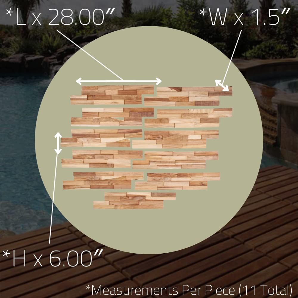 Zalorin 3D Wall Panels - Recycled Eood Decor Planks for Kitchen, Living Room, Bedroom, Office, Bathroom - 11 Pieces (Natural Finish)