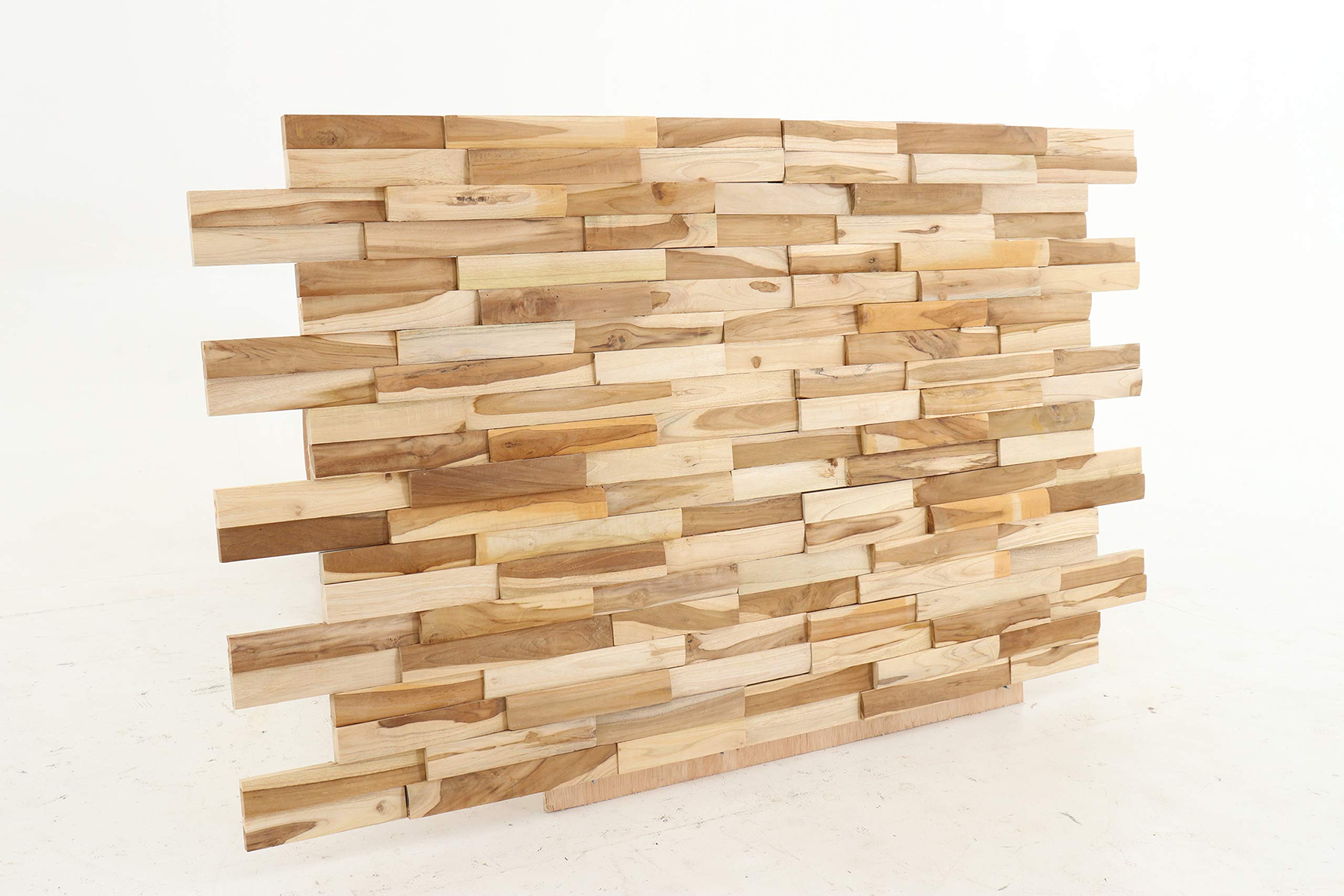 Zalorin 3D Wall Panels - Recycled Eood Decor Planks for Kitchen, Living Room, Bedroom, Office, Bathroom - 11 Pieces (Natural Finish)