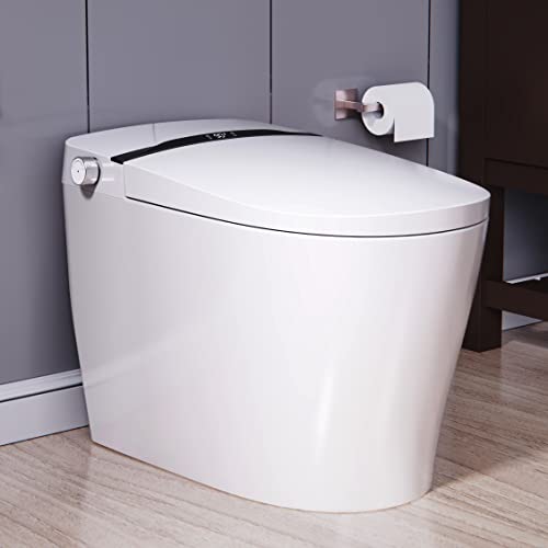 Zalorin Smart Toilet with Bidet Built In, One-piece Bidet Toilet with Auto-Flush, Warm Water, Air Drying Function, Heated Seat, Bathrooms Modern Elongated Toilet with LED Display