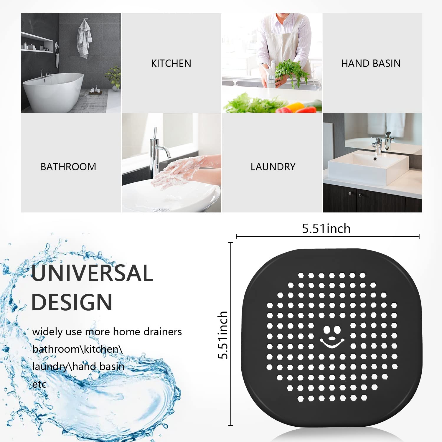 Zalorin 4 Pack Shower Drain Hair Catcher Bathroom Accessories Durable Silicone Drain Cover Sink Drain Strainer Hair Stopper for Shower Kitchen Bathroom Tub Light Blue
